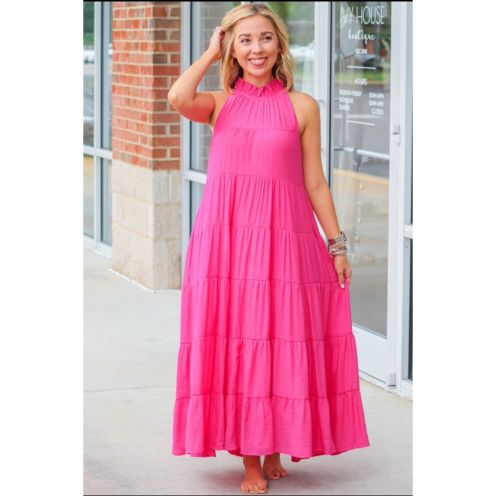 Pink Halter Maxi Dress